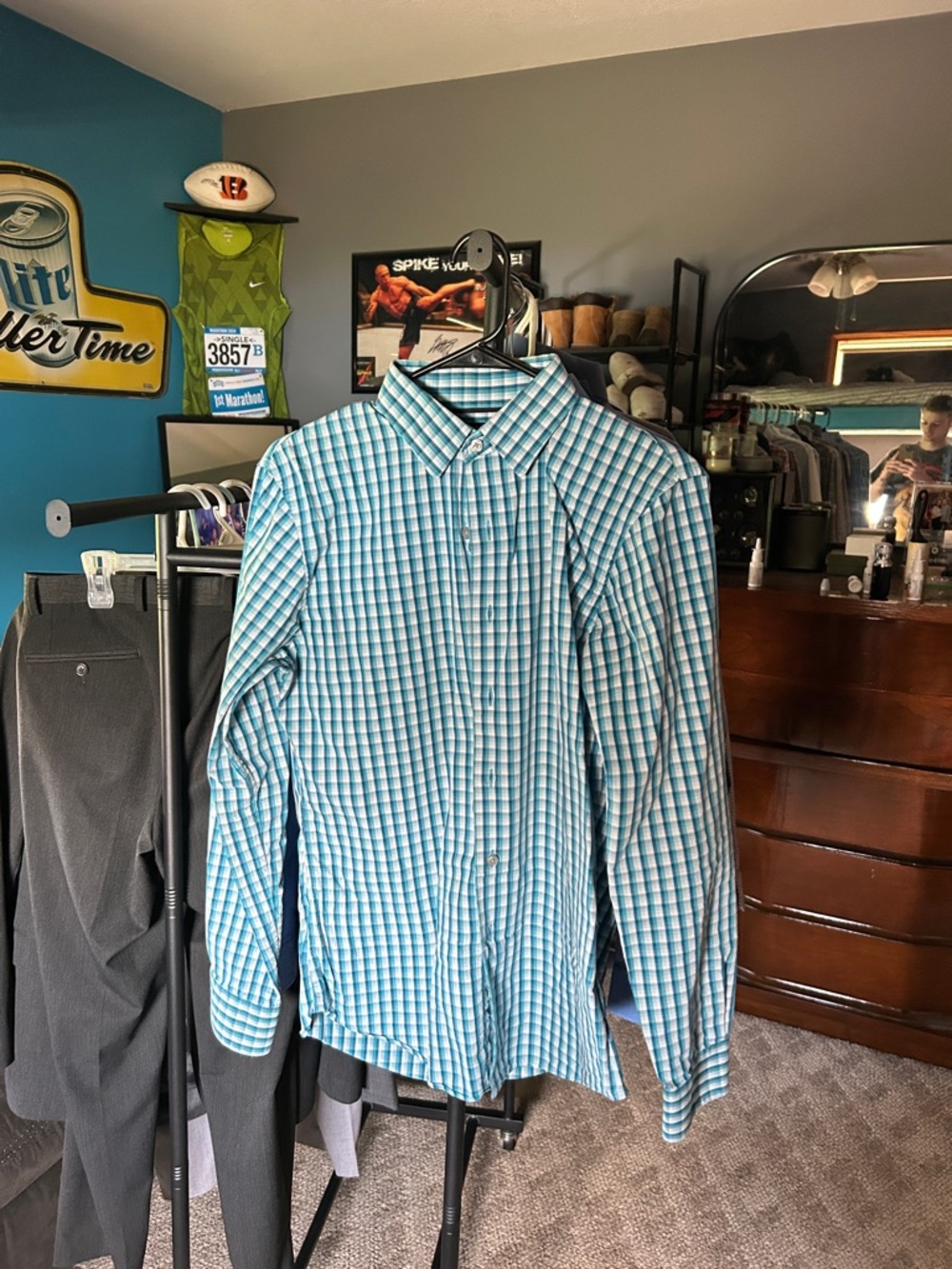 Apt 9 blue plaid dress shirt